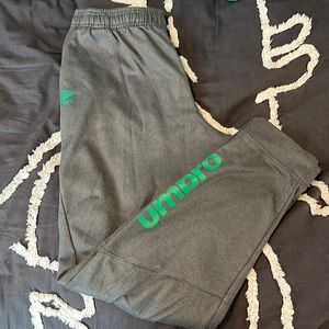 Umbro jogger sweatpants, dark grey, green symbols